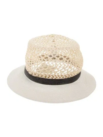 Pre-owned Brunello Cucinelli Open-weave Fedora W/tags In Neutral
