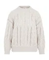 Brunello Cucinelli Sequin Crop Cashmere Blend Sweater In White