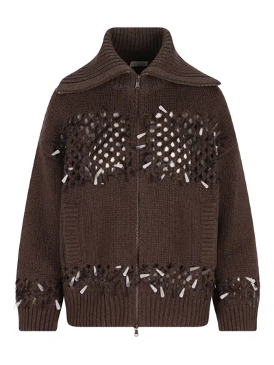 BRUNELLO CUCINELLI OPENWORK CARDIGAN