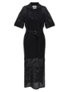 Brunello Cucinelli Belted Crochet Knit Midi Dress In Black
