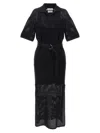 Brunello Cucinelli Belted Crochet Midi Dress In Black