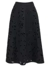 Brunello Cucinelli Flannel Wool A-line Midi Skirt With Laser-cut Floral Embroidery