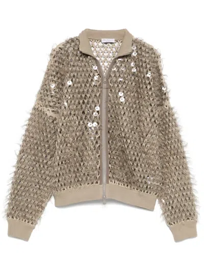 Brunello Cucinelli Openwork Jacket In Neutrals