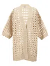 Brunello Cucinelli Openwork Knit Cardigan Sweater, Cardigans Beige In Beige