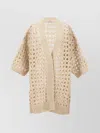Brunello Cucinelli Openwork Knit Cardigan Sweater, Cardigans Beige