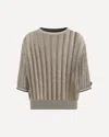 Brunello Cucinelli Women Openwork Knit Pattern Sweater With Sequins In Brown