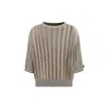 Brunello Cucinelli Women Openwork Knit Pattern Sweater With Sequins In Brown