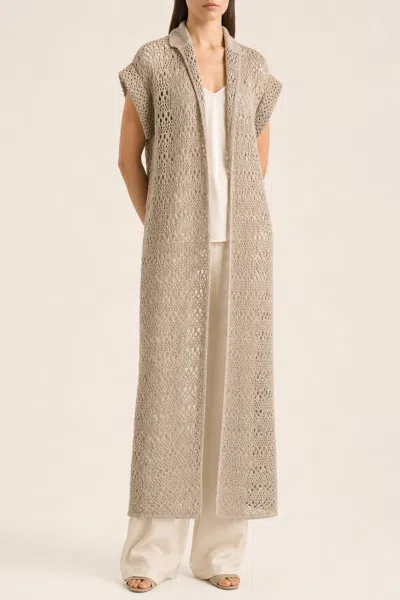 Brunello Cucinelli Openwork Linen-silk Blend Cardigan In Neutral