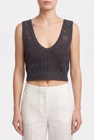 Brunello Cucinelli Openwork Linen-silk Tank Top In Transparent