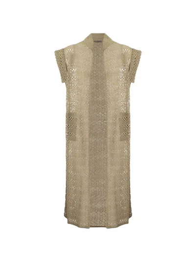 Brunello Cucinelli Openwork Longline Cardigan In Neutral