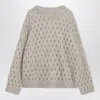 Brunello Cucinelli Beige Openwork Mohair-blend Sweater Women In Neutral