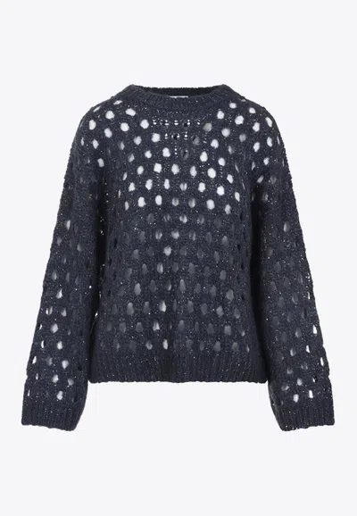 BRUNELLO CUCINELLI OPENWORK MOHAIR SWEATER