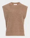 Brunello Cucinelli Openwork Pailette Knit Top In Brown