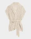 Brunello Cucinelli Dazzling Silk And Linen-blend Wrap Cardigan In Cly85 Beige