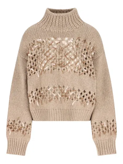 BRUNELLO CUCINELLI OPENWORK RIBBED SWEATER