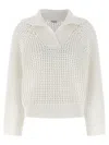 Brunello Cucinelli Openwork Sweater Sweaters And Cardigans Beige In White