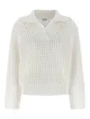 Brunello Cucinelli Women Sparkling Net Cotton Hooded Cardigan In White
