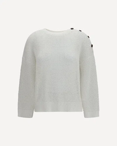 Brunello Cucinelli Openwork Sweater With Shoulder Buttons In White