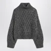 Brunello Cucinelli Grey Openwork Turtleneck Sweater In Gray
