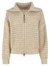 Brunello Cucinelli Sequin-embellished Openwork Cardigan In Multi