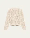 Shop Brunello Cucinelli Opera Cashmere Cable-knit Net Sweater In Pearl Grey