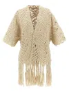 Brunello Cucinelli 'macramé Crochet' Short Sleeve Cardigan With Fringe