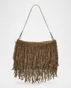 BRUNELLO CUCINELLI OPERA EMBELLISHED FRINGE SHOULDER BAG