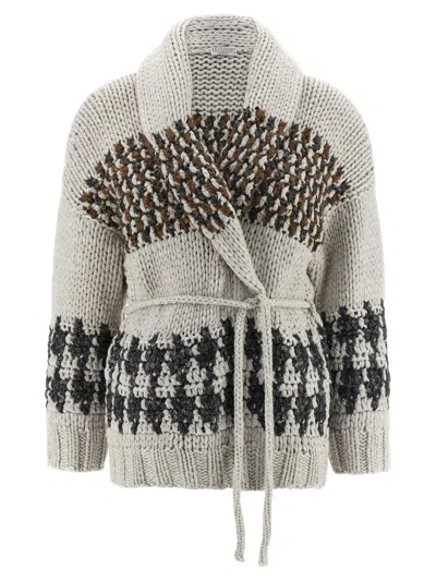 Brunello Cucinelli Opera Prince Of Wales Cardigan In Neutral