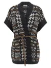 Brunello Cucinelli Houndstooth-pattern Short-sleeve Cardigan In Gray