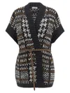 Brunello Cucinelli Houndstooth-pattern Short-sleeve Cardigan In Gray