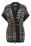 Brunello Cucinelli Houndstooth-pattern Short-sleeve Cardigan In Gray