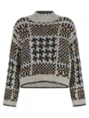 Brunello Cucinelli Chunky Knit Crew Neck Long Sleeve Sweater In Neutral