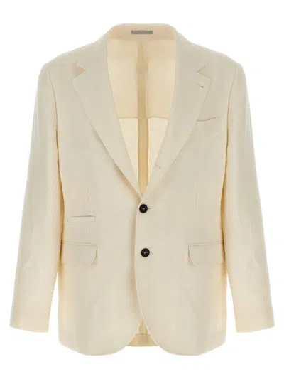 Brunello Cucinelli Operated Stripe Blazer In Neutral