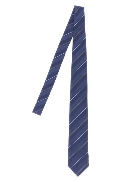 Brunello Cucinelli Slim Stripe Tie Tailored Contrast Stitching In Blue