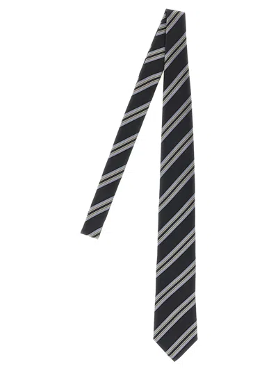 Brunello Cucinelli Operated Stripe Tie Ties And Papillon Gray In Black