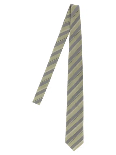 Brunello Cucinelli Operated Stripe Tie Ties And Papillon Multicolor In Green