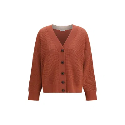 Brunello Cucinelli Buttoned Cashmere Cardigan In Brown