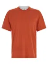 Brunello Cucinelli Men Double Layer T-shirt In Orange
