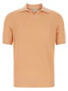 Brunello Cucinelli Collared Polo Shirt Ribbed Texture In Orange