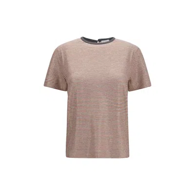 Brunello Cucinelli Orange Linen T-shirt In Brown