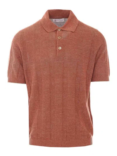 Brunello Cucinelli Orange Polo In Brown