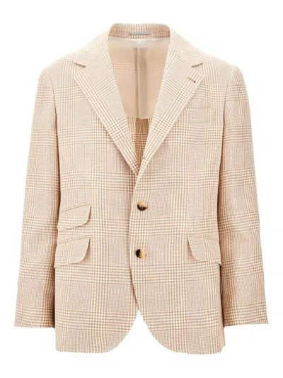 BRUNELLO CUCINELLI ORANGE SUIT-TYPE LINEN BLAZER