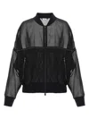 Brunello Cucinelli Black Organza Shiny Trims Bomber Jacket