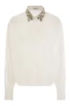 Brunello Cucinelli Lightweight Cotton Shirt With Contrasting Details In White