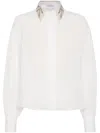 Brunello Cucinelli Lightweight Cotton Shirt With Contrasting Details In White