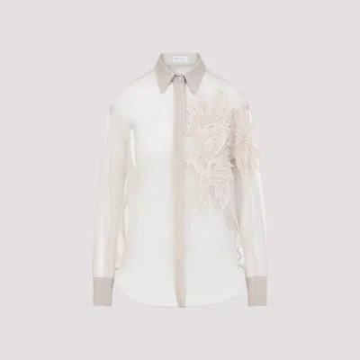 BRUNELLO CUCINELLI ORGANZA EMBROIDERED SHIRT
