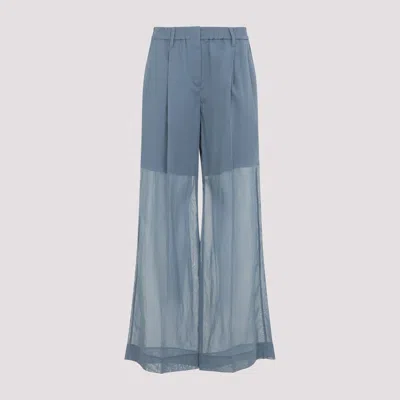 Brunello Cucinelli Organza Wide-leg Pants In Blue