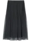 Brunello Cucinelli Embellished Pleated Silk Midi Skirt In Grau