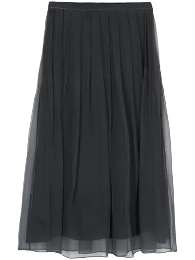 BRUNELLO CUCINELLI ORGANZA PLATED MIDI SKIRT