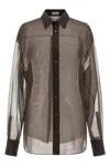 Brunello Cucinelli Sheer Long Sleeve Buttoned Cuff Shirt In Black